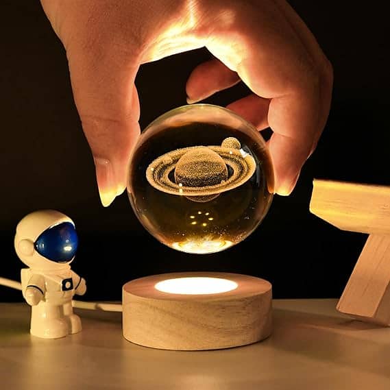 Crystal Ball Night Light Glowing Planet Galaxy Astronaut 3d Moon Table 3