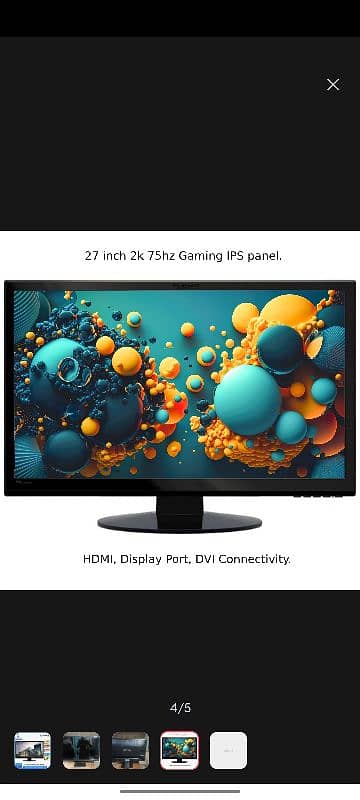 27" INCH 2k LED MONITOR, 16:9 WQHD IPS GAMING LCD HDMI, DP, DVI, VGA 1