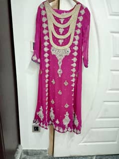 Medium size Bridal Lehnga with long frog shocking pink color