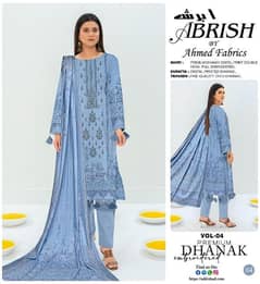 3 Pcs Women's Unstitched Dhanak Embroidered Suit