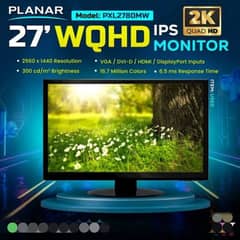 27" INCH 2k LED MONITOR, 16:9 WQHD IPS GAMING LCD HDMI, DP, DVI, VGA