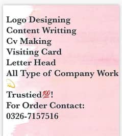 Logo Designing CV Making Visiting All Services Available