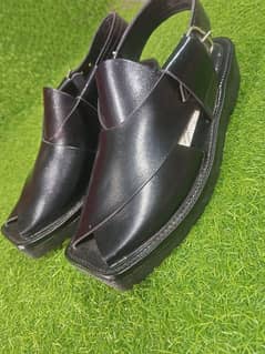 Men's leather Plain Peshawari Chappal