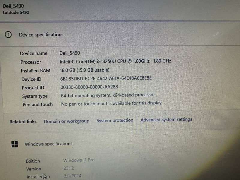 Dell Latitude 5490 Core i5 8th Gen 16GB Ram 512 GB SSD. 6