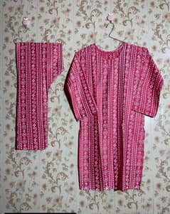 2 PC's women's stitched linen printed shirt & trouser 0