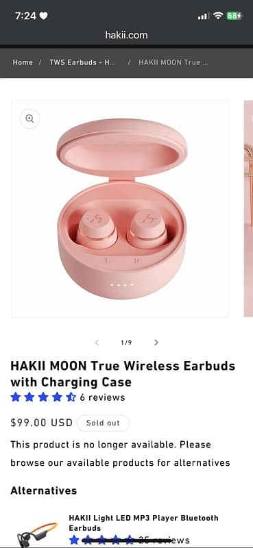 Hakii moon earbuds in pink colour 1