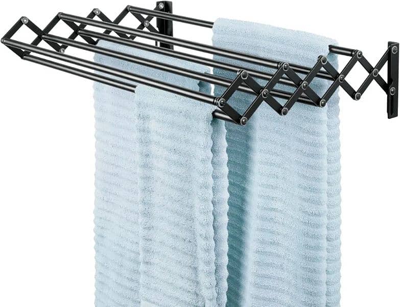 Steel Wall Mount Accordion Expandable Retractable Clothes Air Dry 2