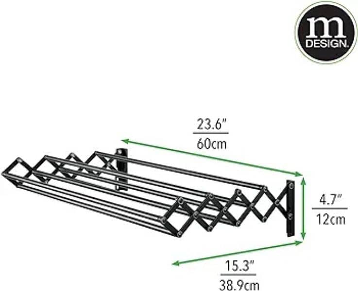 Steel Wall Mount Accordion Expandable Retractable Clothes Air Dry 3