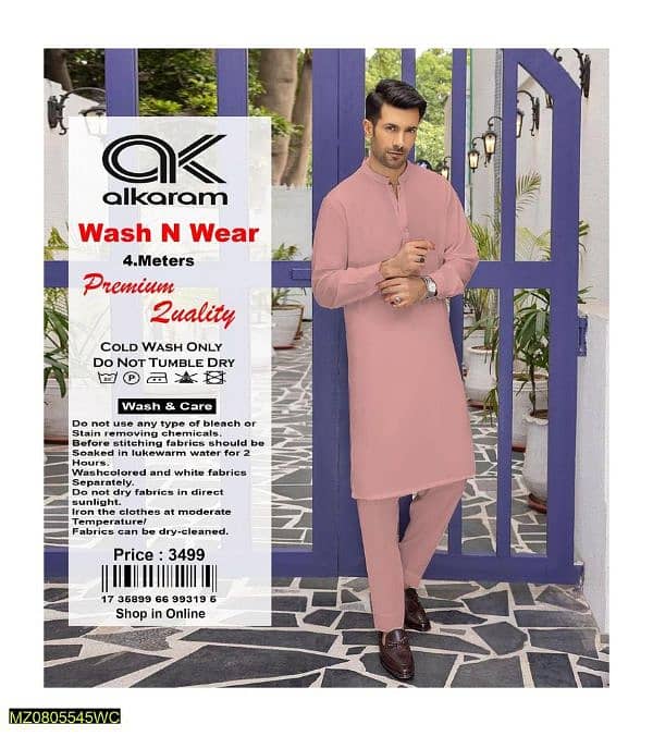 Men unstitched Wash And wear Plain Suit 1