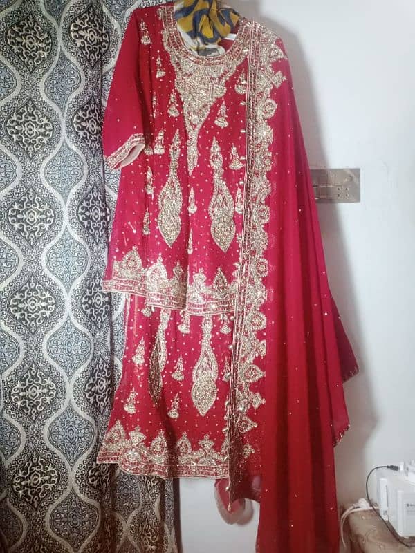 good as new beautiful red lehnga with frock 1