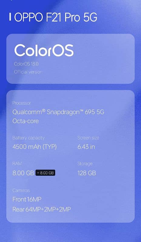 oppo f21 pro 5g  8gb ram  128 gb rom 2