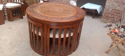 dining Table with 6 chairs pure shesham wood and good polish 0