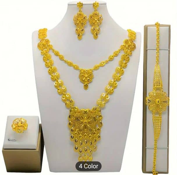 Luxurious Bridal Jewelry Set - 5pcs Alloy Necklace, Earrings, 1