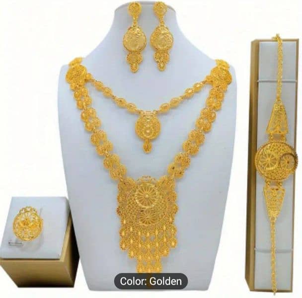 Luxurious Bridal Jewelry Set - 5pcs Alloy Necklace, Earrings, 4