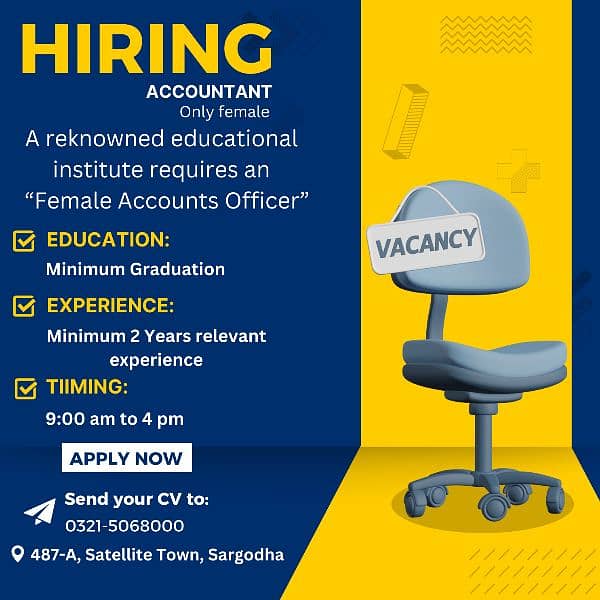 Female Accounts Officer Required 0