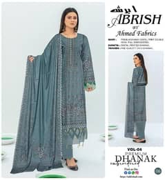 3 PC's Women Unstitched Dhanak Embroidered  Suit