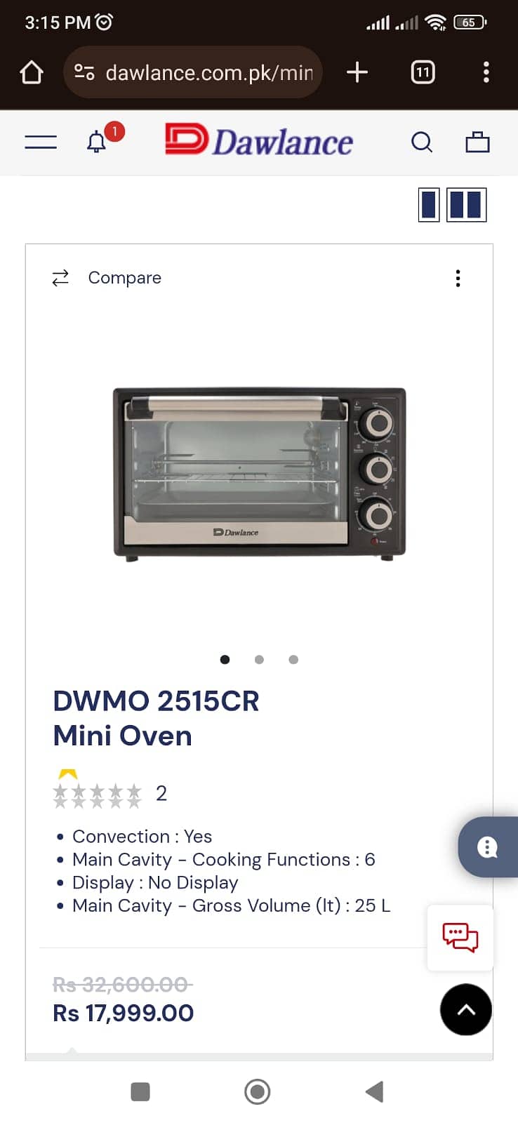 Dawlance Mini Oven 2515CR for sale 8