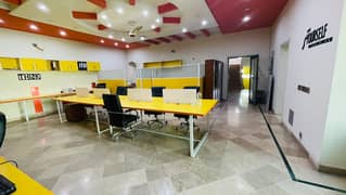 furnish Office for rent in gulberg for (Call center + Software house + Marketing office and other setup as you want)