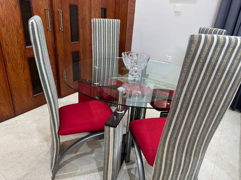 4 seater Dining table with fabric chairs 2