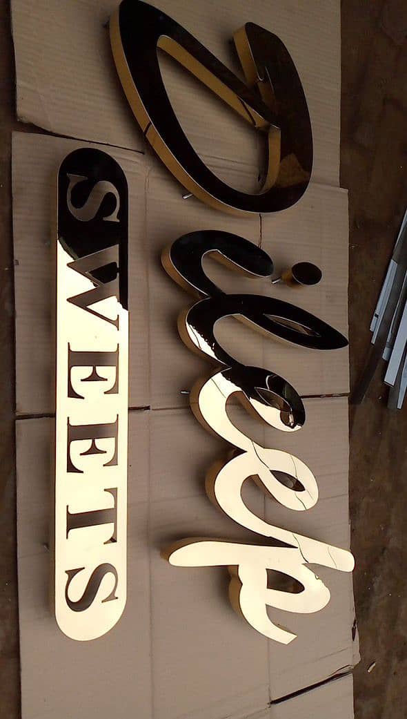 name plates/ Mashallah / sign borad in acrylic & golden steel boards 18