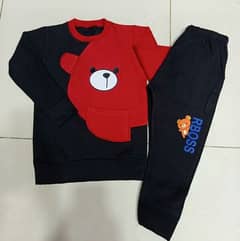 2 Pcs Baby's Flees printed track suit