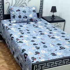 2 Pcs Cotton Printed Single Bedsheet