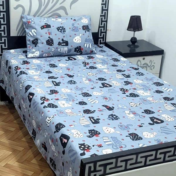 2 Pcs Cotton Printed Single Bedsheet 1