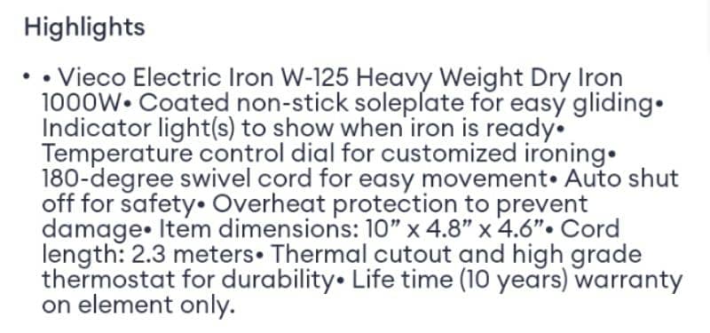 Vieco Iron (Istri) with life time warranty 3