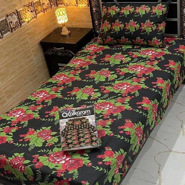 4 pc Cotton Salonica Printed Single Bedsheet 1