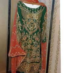 3pc,handwork on shirt with big stones,pure dupatta,embroidered trouser