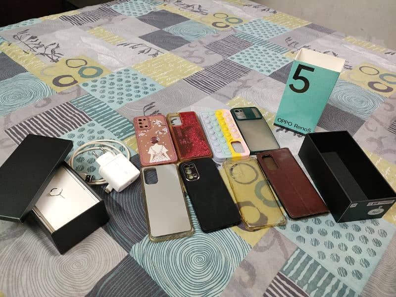 Oppo Reno 5 with 8 back covers 10/10 condition urgent sale 3