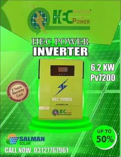 HEC POWER 6.2 kw PV7200w hybrid inverter 2 Year warranty 3Year service