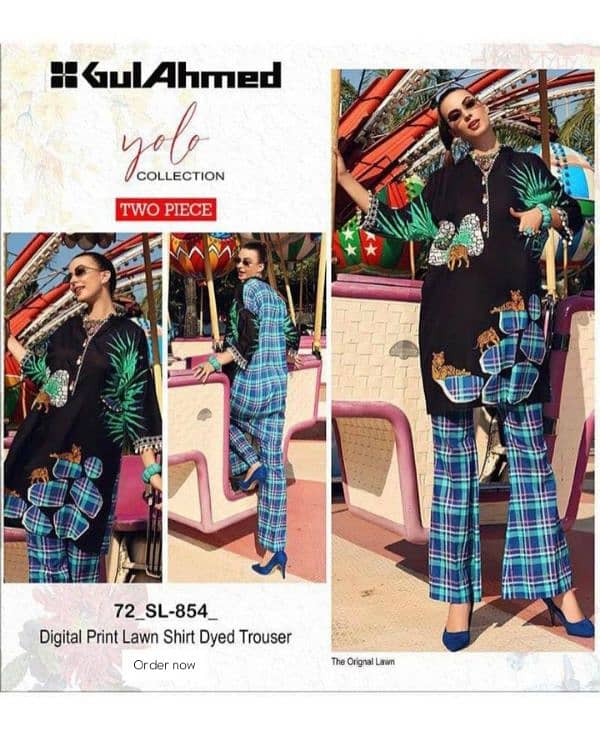 2 Pcs Women's Unstitched Lawn Printed Suit 2