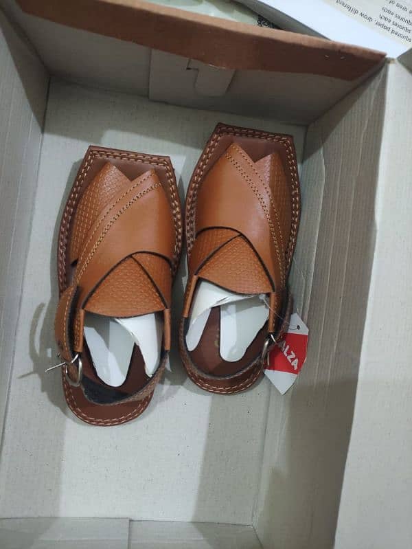 Calza Black and brown Sling Peshawari Style Sandals 1