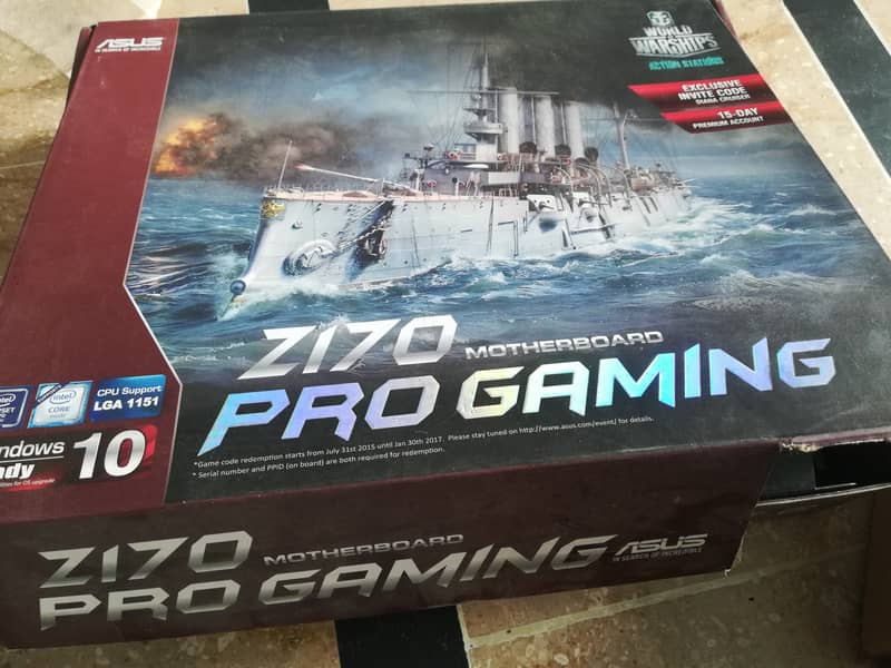 Asus Z170 Pro Gaming board with (box & Accessories) Processor, Ram 0