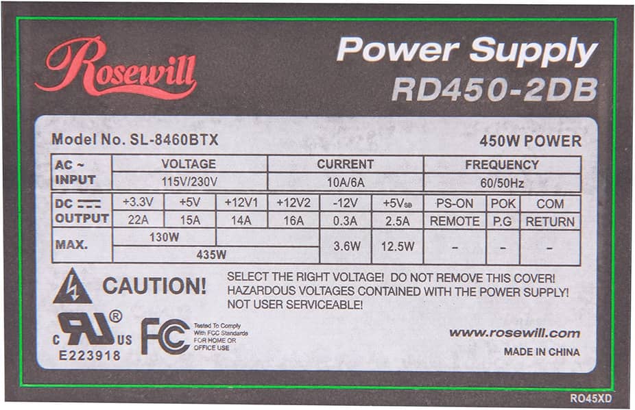 Dell 500W , Rosewill 450W OCZ 500Watt Semi Modular Power Supply 6