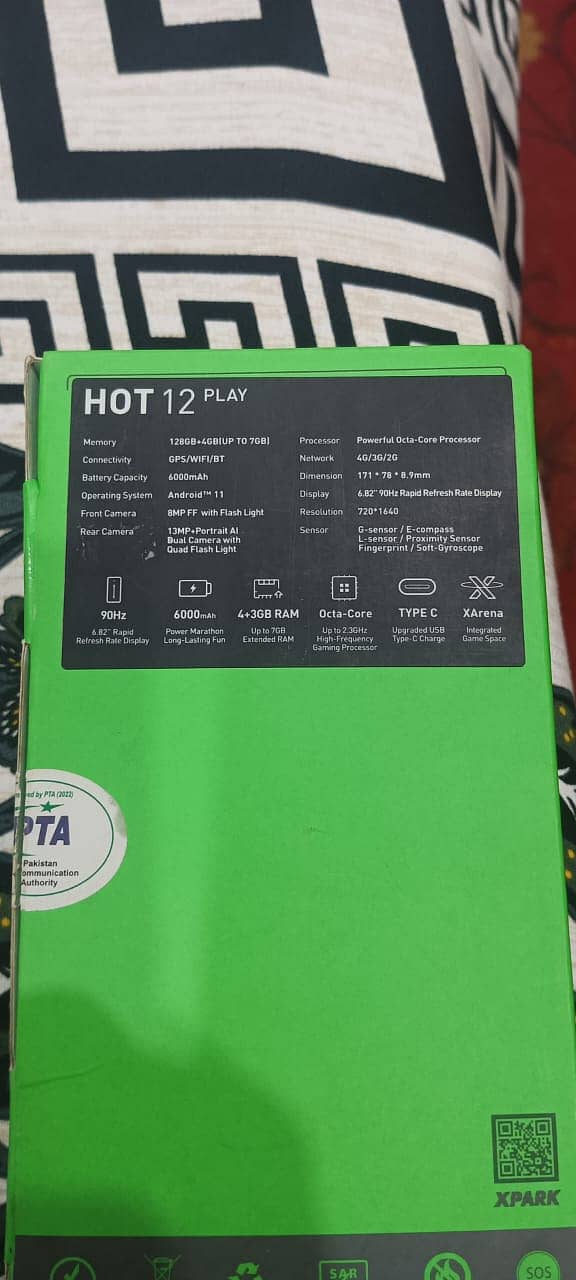 Infinix hot 12 play with box and charger 3