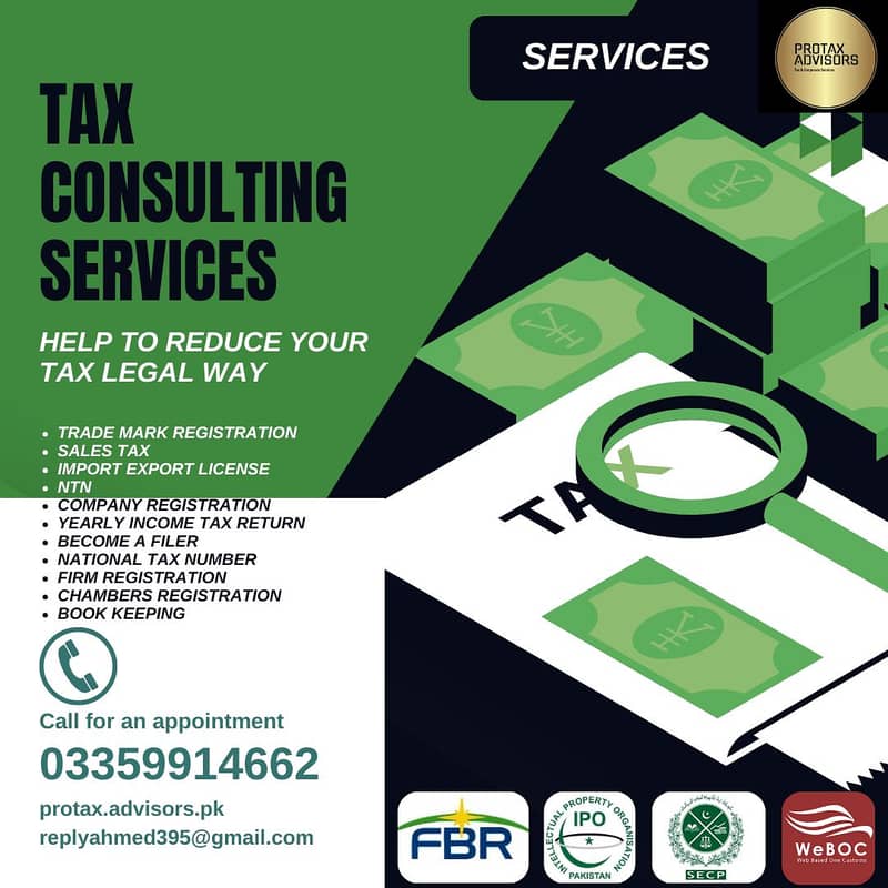 Tax Consultant, Company registration, tax filer in rawalpindi, NTN 0