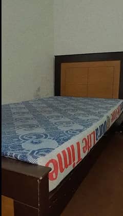 Single Wooden Bed with Mattress