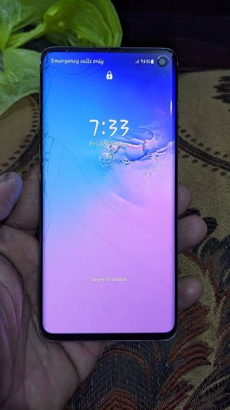 Samsung s10 8/128 patch aprov glass crack but working properly 0