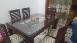 Dining Table 06 Seater with Glass Top 0