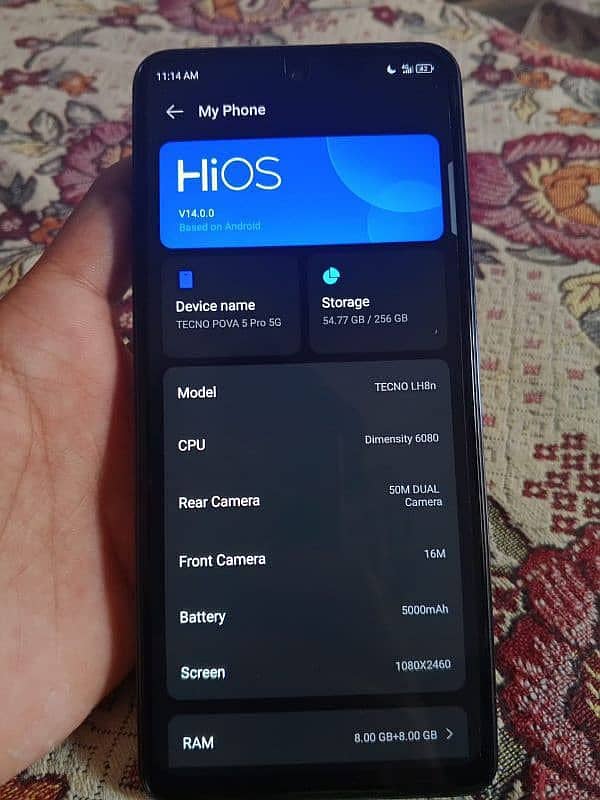 Tecno pova 5 pro 5g , 16/256 8