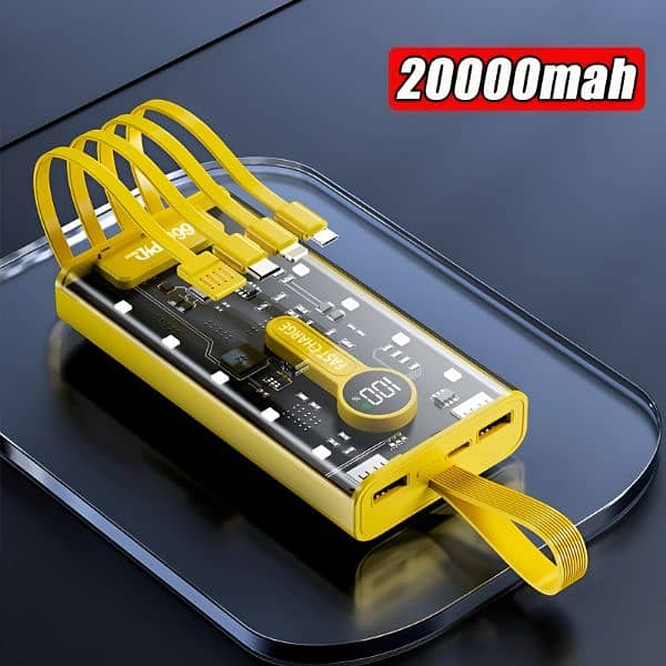 Transparent 20000mAh Power Bank 66W Fast Charger 0