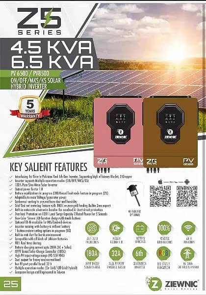 Ziewnic Z5 Solar Hybrid Inverter 4.5 (KVA) 6G PV6500 3