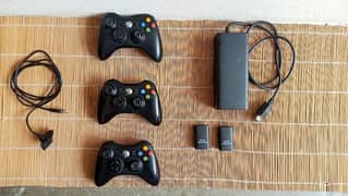 XBOX 360 controller, batteries, charger, power supply