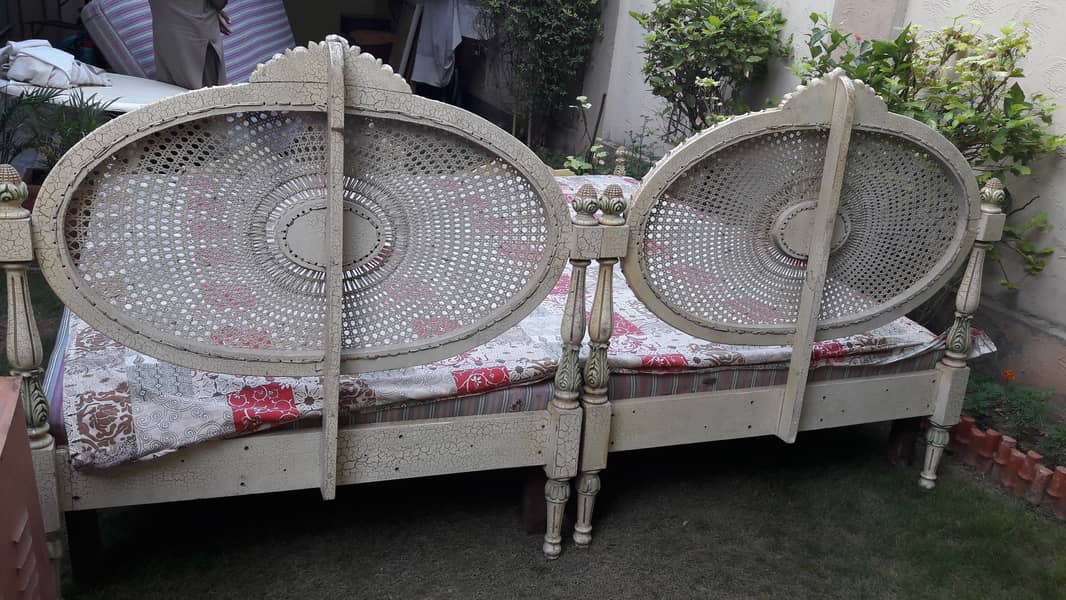 Single beds, with one table  , Deco paint , Solid wood, Negotiable 4