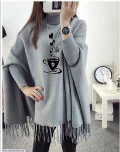 woman's fleece cup printed poncho 0