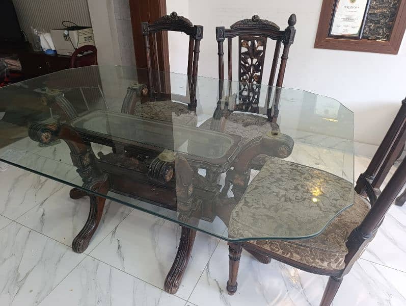 Glass dining table with 06 Chairs 0