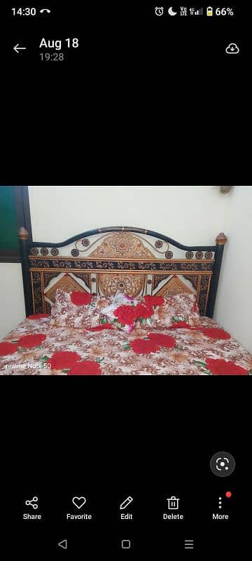 iron bed with mattress and  pillows 0