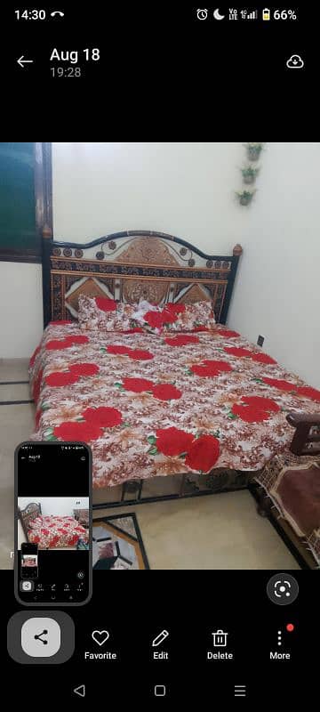 iron bed with mattress and  pillows 2